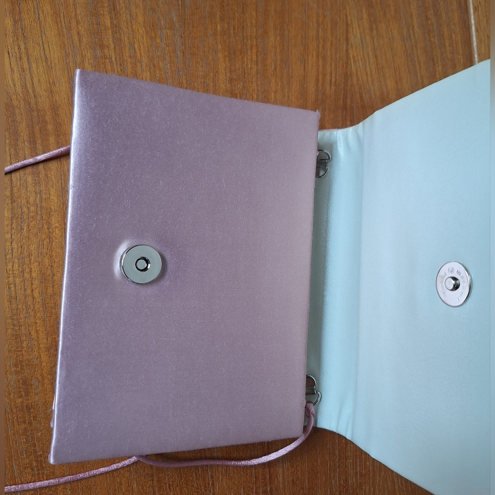 Vtg Pink Satin Box Clutch Evening Structured Mauve Minimalist Prom HOCO Formal - Picture 6 of 13